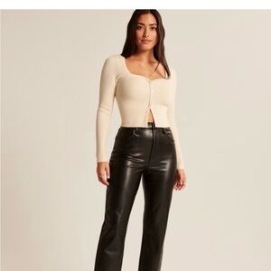 Abercrombie & Fitch Curve Love Black Vegan Leather Pants
